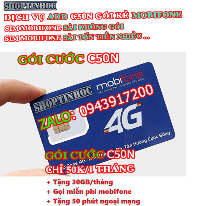 Dịch vụ thêm gói cước Mobifone C50N