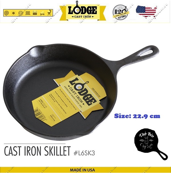 Lodge: chảo gang thô size 23cm