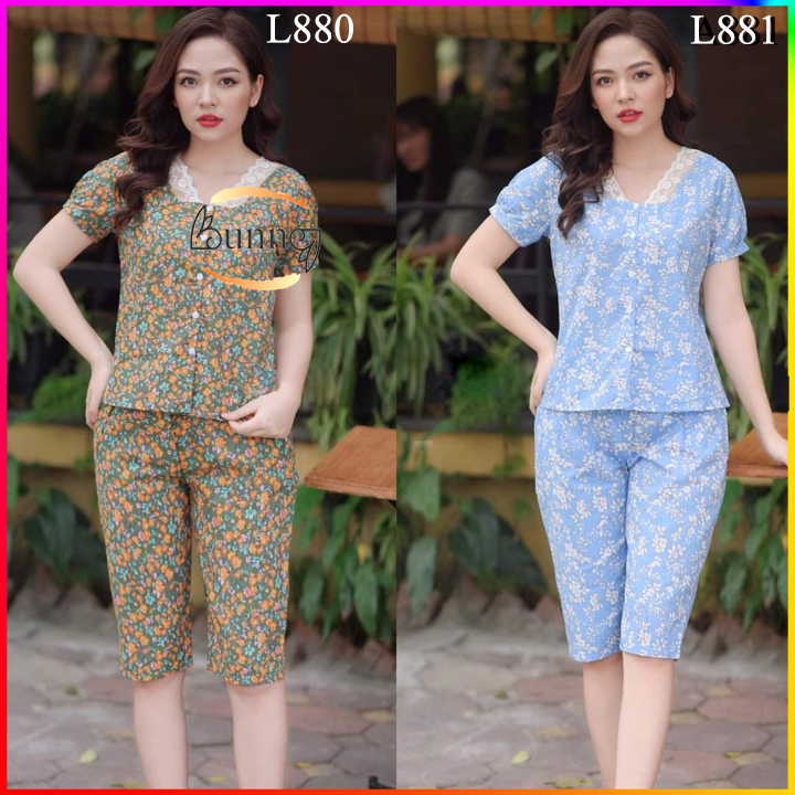 Đồ bộ mặc nhà, đồ bộ nữ, quần áo nữ mặc nhà mẫu lửng mát xinh