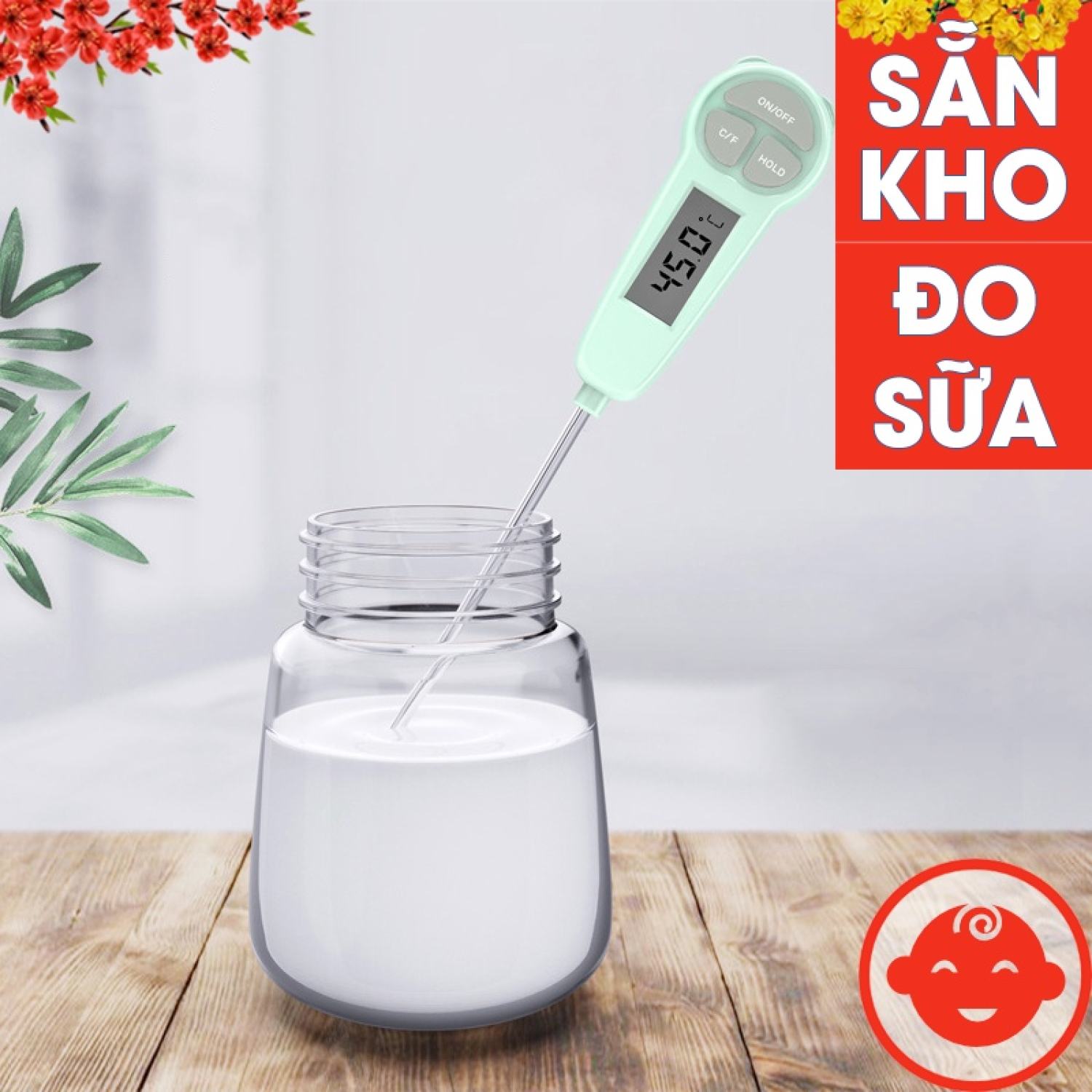 Nhiệt kế điện tử MISUTA đo nước pha sữa thức ăn cao cấp đa năng