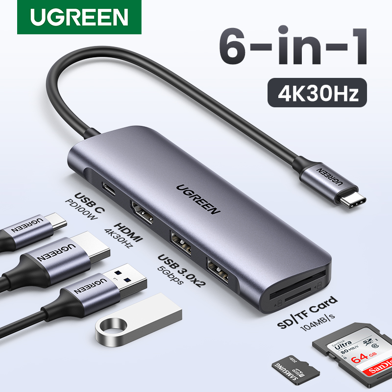 UGREEN USB C Hub 4K 30Hz Type C to HDMI Hub Type C Bộ chuyển đổi đa cổng USB-C Type C Dongle cho MacBook Pro Air iPad 10th, iPad pro 2022, iPad Air 5th, iPad mini 6th