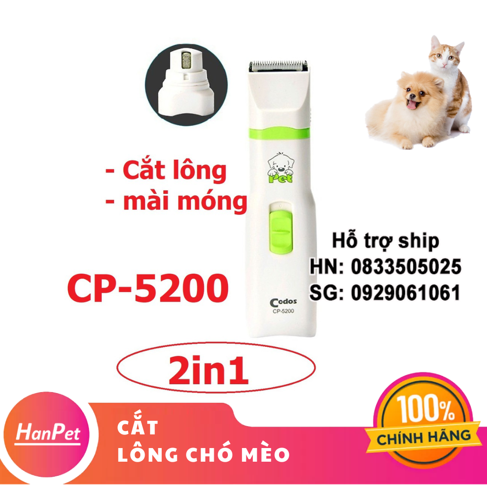 Hanpet - - Codos CP5200 2in1 Tông Đơ máy đa năng Cắt Lông 5200+ mài móng Chó Mèo / cắt lông thú cưng / mài móng chân chó mèo / máy tỉa lông chân chó / máy mài móng kiêm cá tỉa lông chó mèo / tông đơ chó