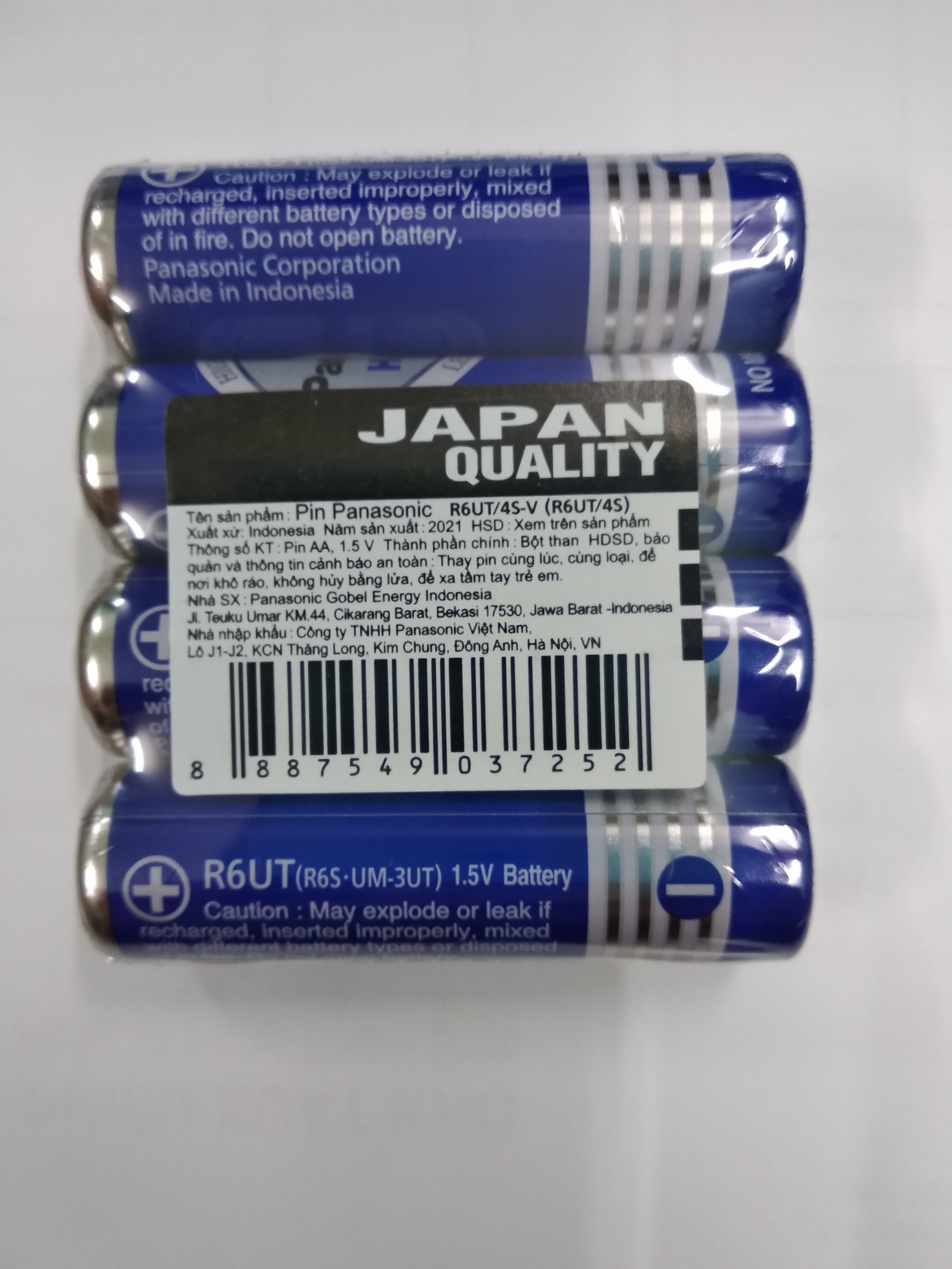Pin AA Panasonic R6UT/4S vỉ 4 viên tiểu màu xanh hàng chính hãng