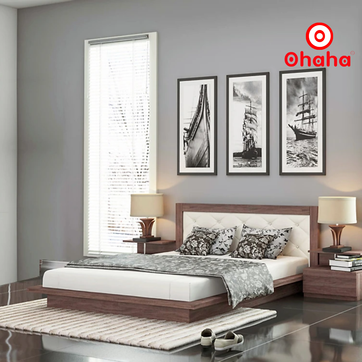 [ Freeship HCM ] [Trả góp 0%] [Có ảnh thực tế] GIƯỜNG NGỦ GỖ CÔNG NGHIỆP BỌC NỆM OHAHA - GN021 - 02