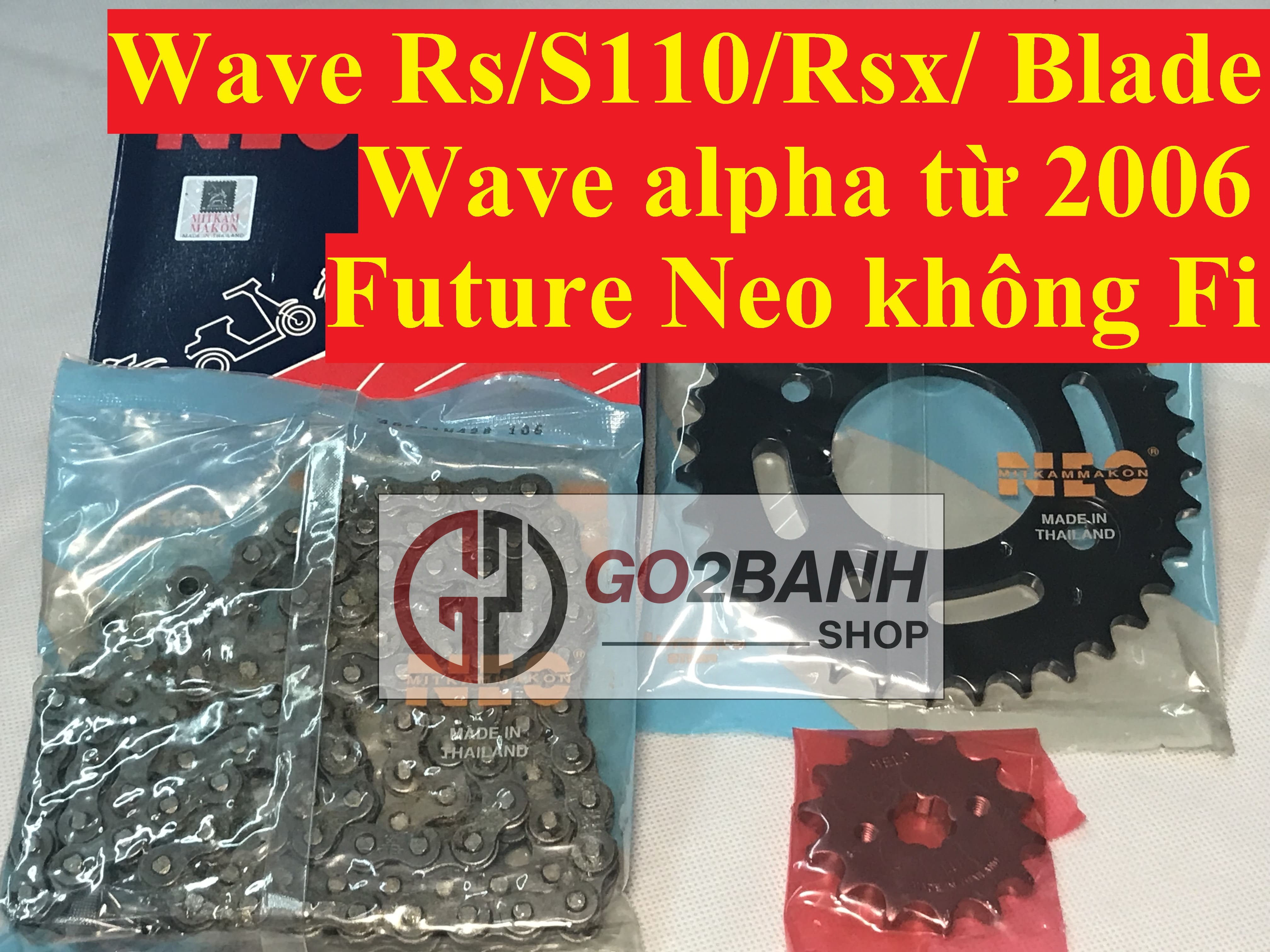 Nhông Sên Dĩa Neo Mitkammakon Wave S110/Rs/Rsx/Blade, Wave Alpha Từ 2006, Future Neo Không Fi - Nhập Thái Lan