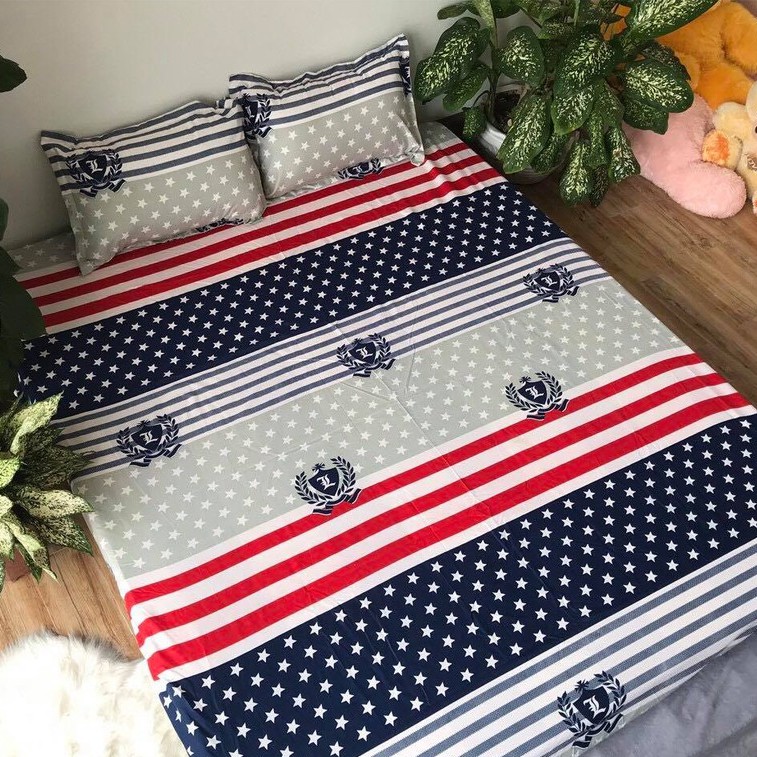 Set 3 món ga gối Poly cotton mẫu Cờ Mỹ