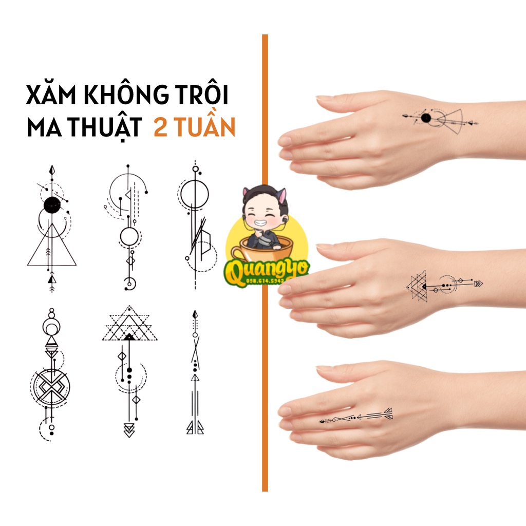 Hình xăm không trôi tạm biểu tượng mũi tên, 100% chống nước, Hình xăm ma thuật, Xăm giống Quangyo Tattoo