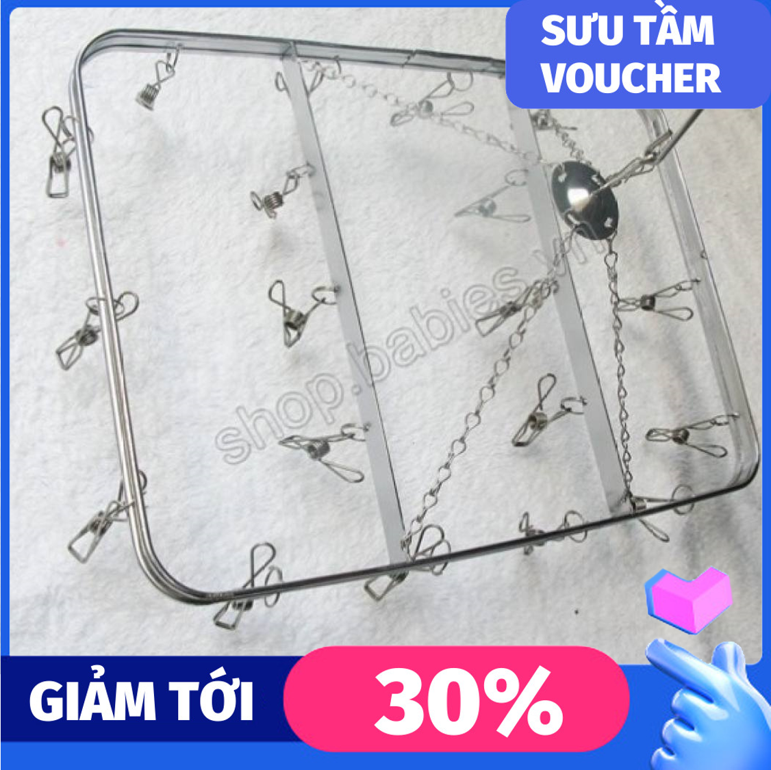 [HCM]GIÀN PHƠI ĐỒ HÌNH CHỮ NHẬT 30 KẸP SIÊU BỀN