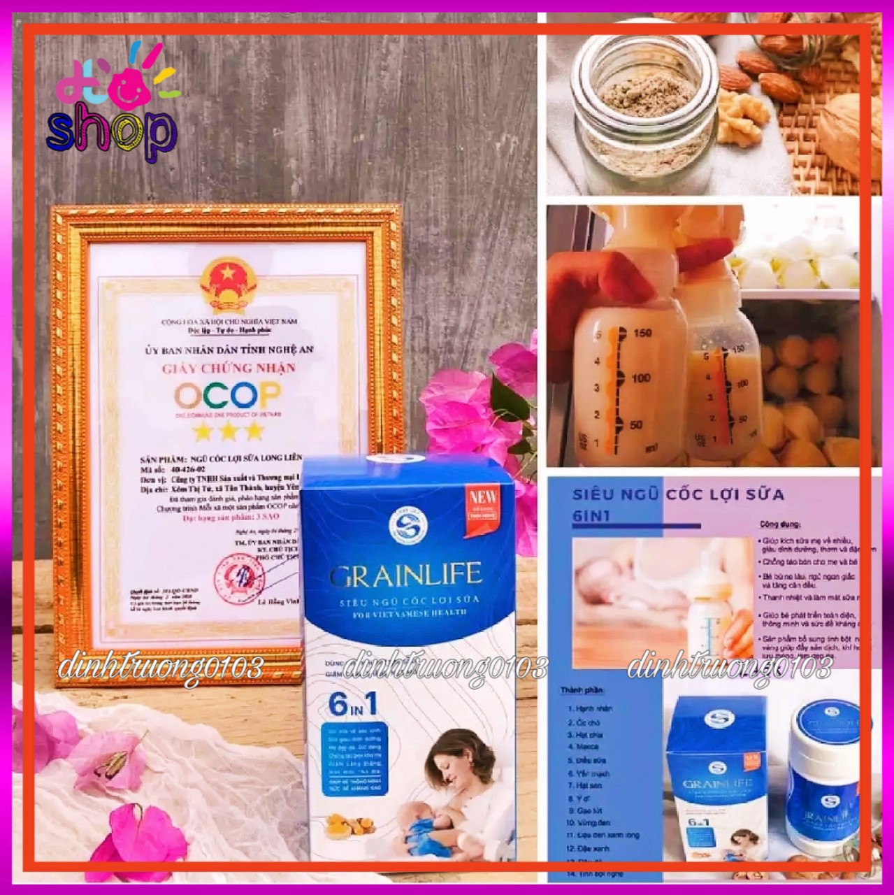 Siêu ngũ cốc lợi sữa Long Liên 6in1 - ngũ cốc lợi sữa - ngũ cốc long liên - ngũ cốc bổ sung tinh chất nghệ, gọi sữa về, giúp bé khỏe mạnh mau lớn