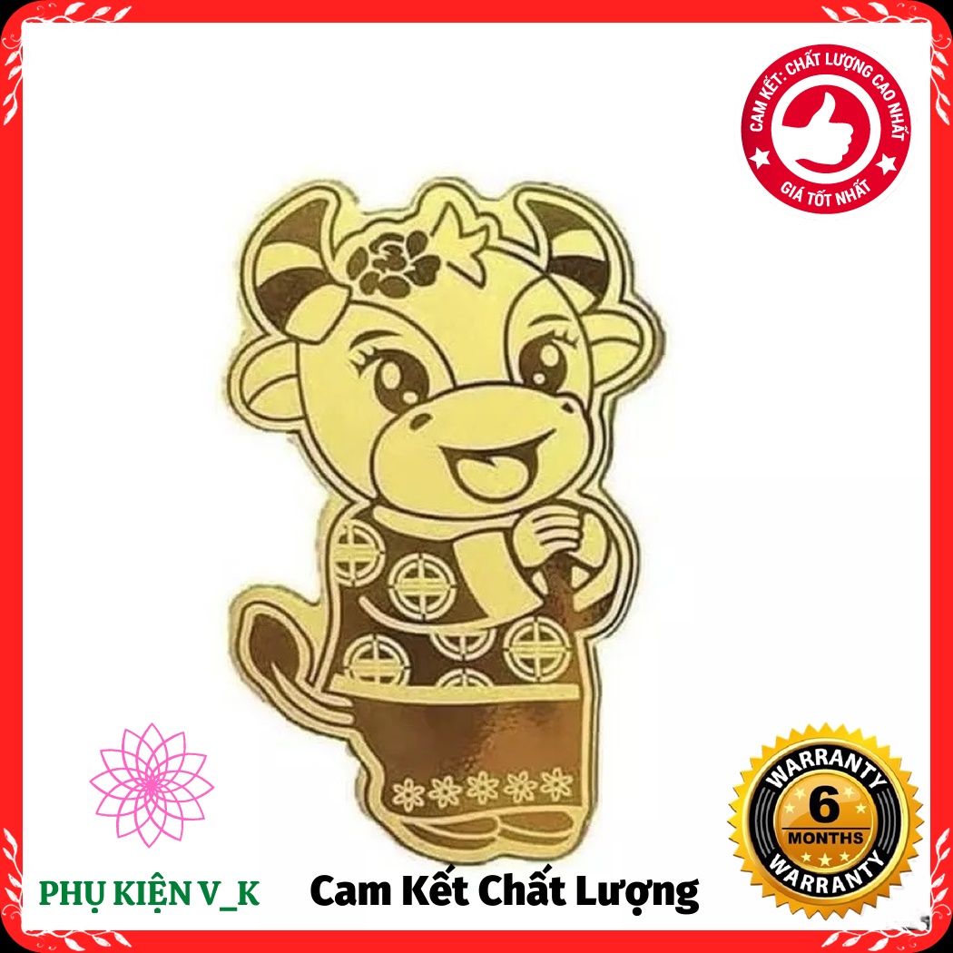 Miếng DánĐiệnThoại Mạ Vàng Trâu Vàng, Mèo Vàng Chiêu Tài lộc-Miếng dán trâu vàng dùng cho điện thoại và ví tiền