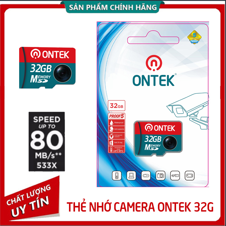 Thẻ nhớ micro sd ontek 32g class 10 dùng cho camera