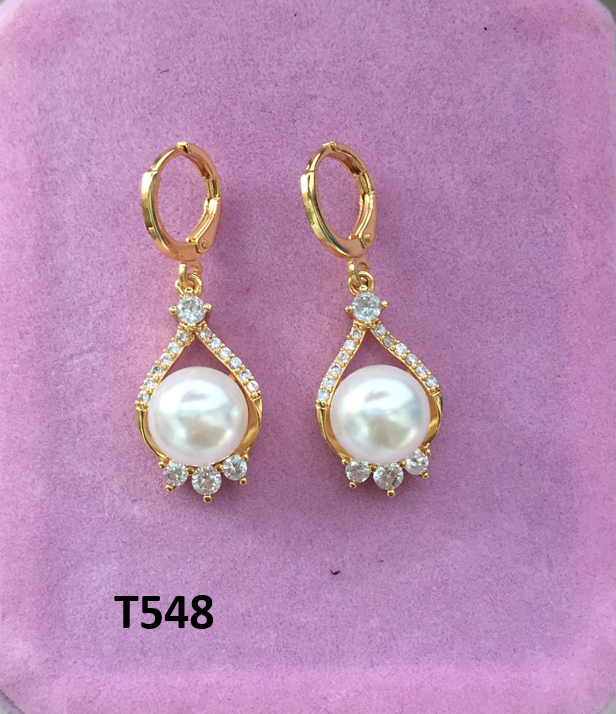 Khuyên Tai Ngọc Trai Mạ Vàng, Bông Tai Đính Đá Nữ T548 Namoo jewelry