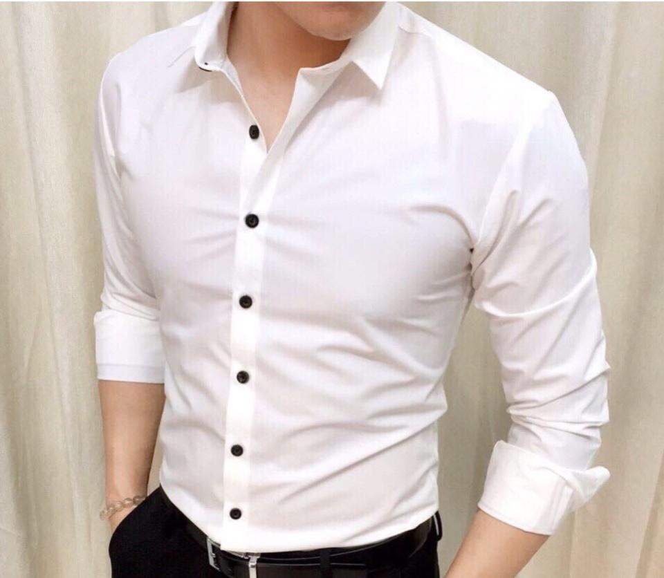 Áo sơ mi nam trắng - đen thời trang