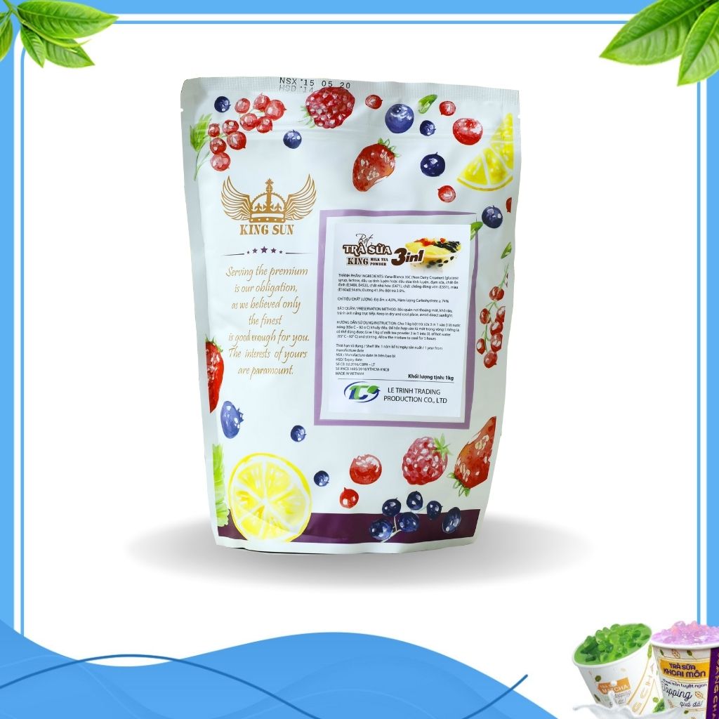 Bột trà sữa hòa tan nguyên chất thơm ngon bổ dưỡng - bột hòa tan xuân thịnh cao cấp gói 1kg - bột trà sữa 3in1 truyền thống đạt chuẩn iso 22000, haccp, halal