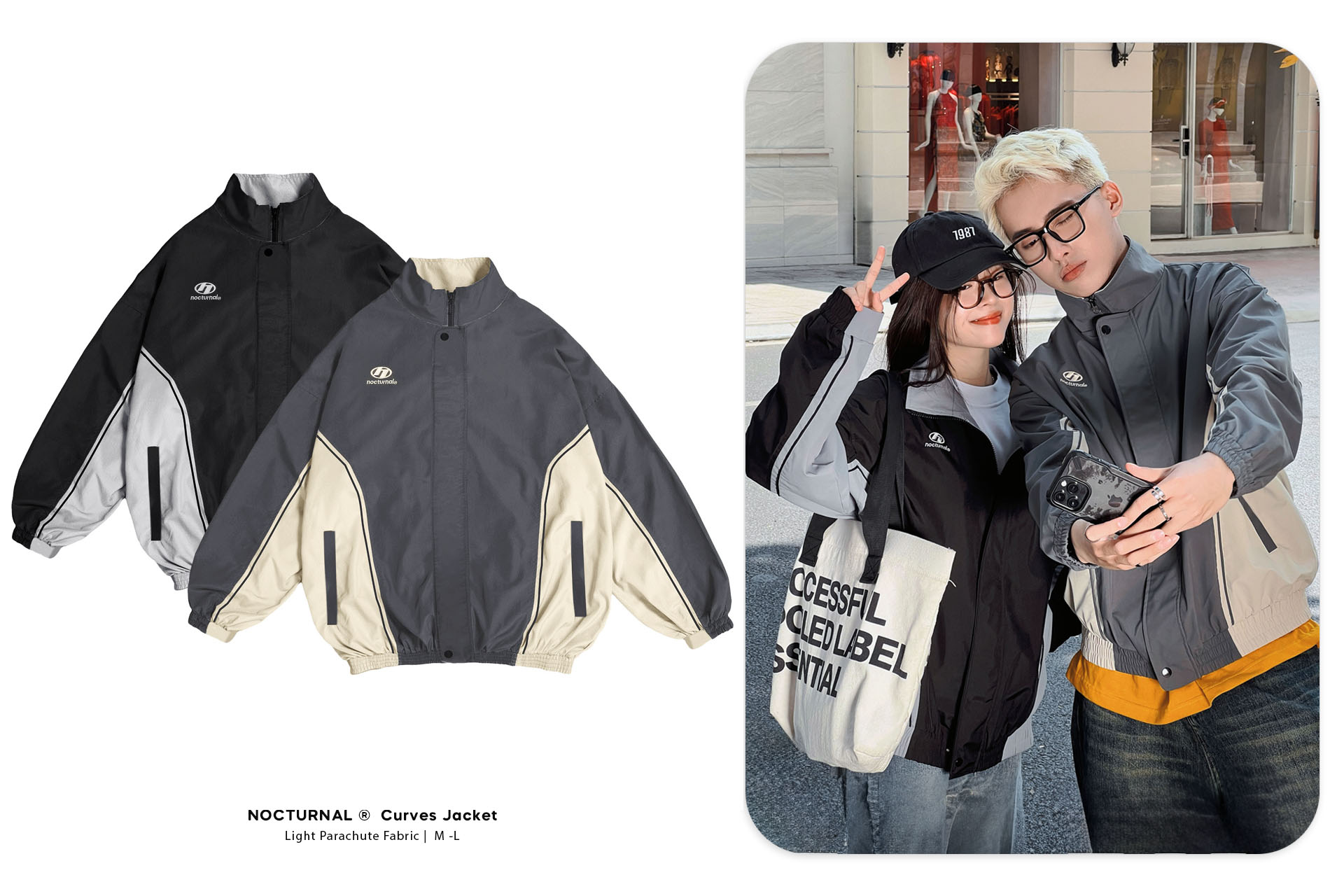 Áo khoác dù gió nhẹ nocturnal curves jacket form rộng oversize local brand nam nữ unisex