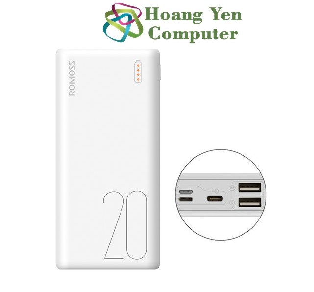 Sạc dự phòng romoss simple 20 mini 20000mah 3 cổng sạc vào - bh 1 năm | pin dự phòng romoss simple 20 - hoàng yến computer