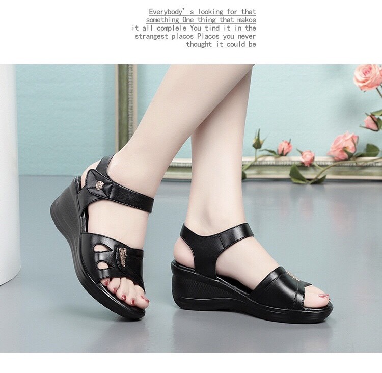 Sandal quai ngang nữ đế cao tôn dáng chất da mềm nhẹ  siêu em  chống hôi chân - dép quai hậu nữ Vincent