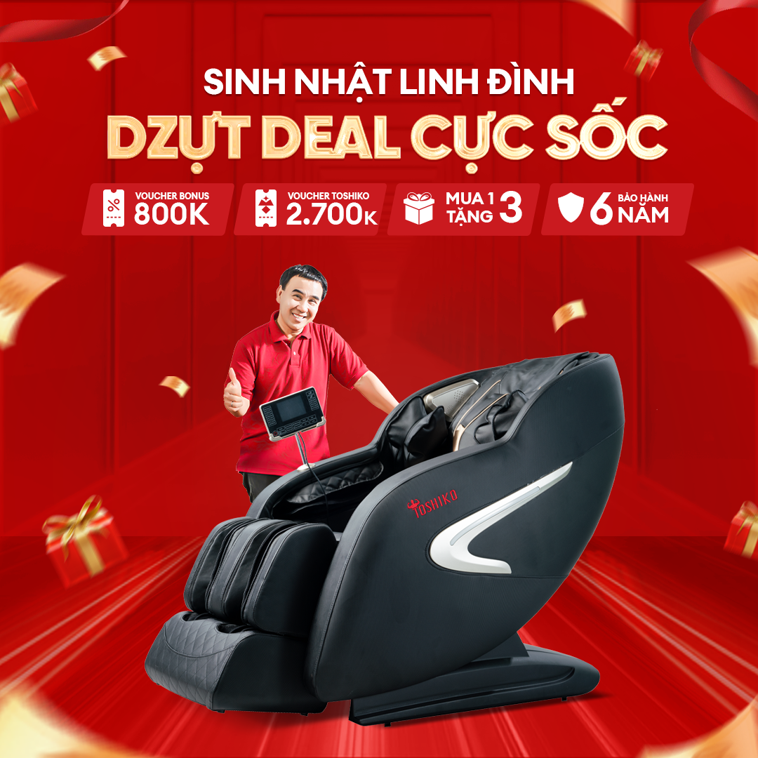 Ghế Massage Toàn Đa Năng Toshiko T16 - Sở hữu con lăn 4D massage di chuyển, Ghế Matxa Toàn Thân Cao Cấp công nghệ AI với chức năng tự động mát xa đa năng, sở hữu hệ thống mát xa nhiệt