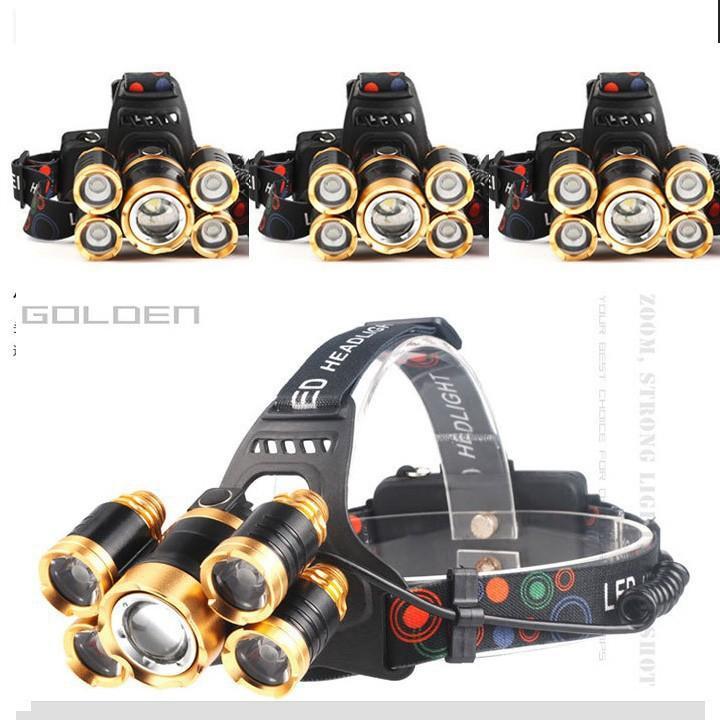 Đèn bin- Pin Đội Đầu - đèn pin đeo trán. Đèn đeo 5 bóng Cao Cấp,Sử Dụng Công Nghệ Led Siêu Sáng Cho Ánh Sáng Cực Mạnh Dễ Dàng Sử Dụng. Bảo Hành 1 Đổi 1.