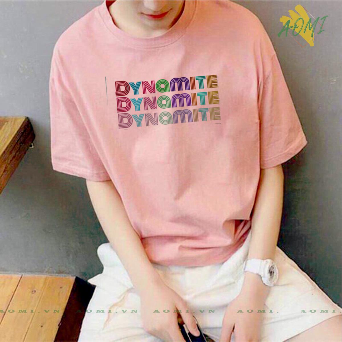 ÁO THUN UNISEX AOMI DYNAMITE BTS TAY LỠ NAM NỮ CHẤT VẢI LOẠI MỘT