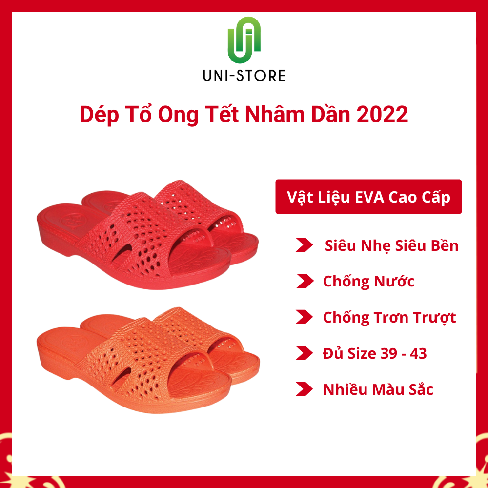Dép Tổ Ong Tết Nhâm Dần 2022 Siêu Bền, Siêu Nhẹ, Chống Trơn Trượt, Đế Dày 3,5cm Hàng Chất Lượng Cao