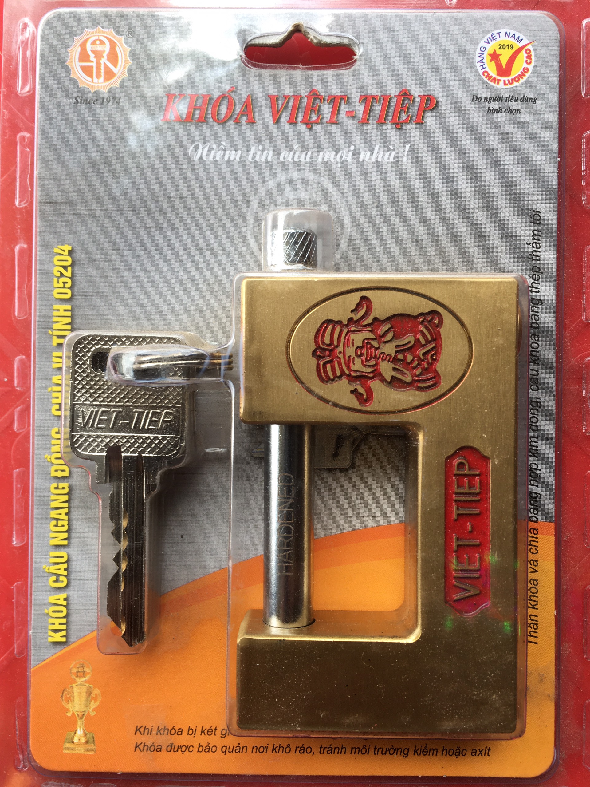 Khóa việt tiệp cầu ngang 204 thần tài - khóa việt tiệp thần tài