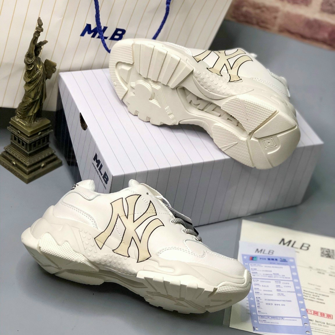 Giày thể thao sneaker mlb ny chữ vàng
