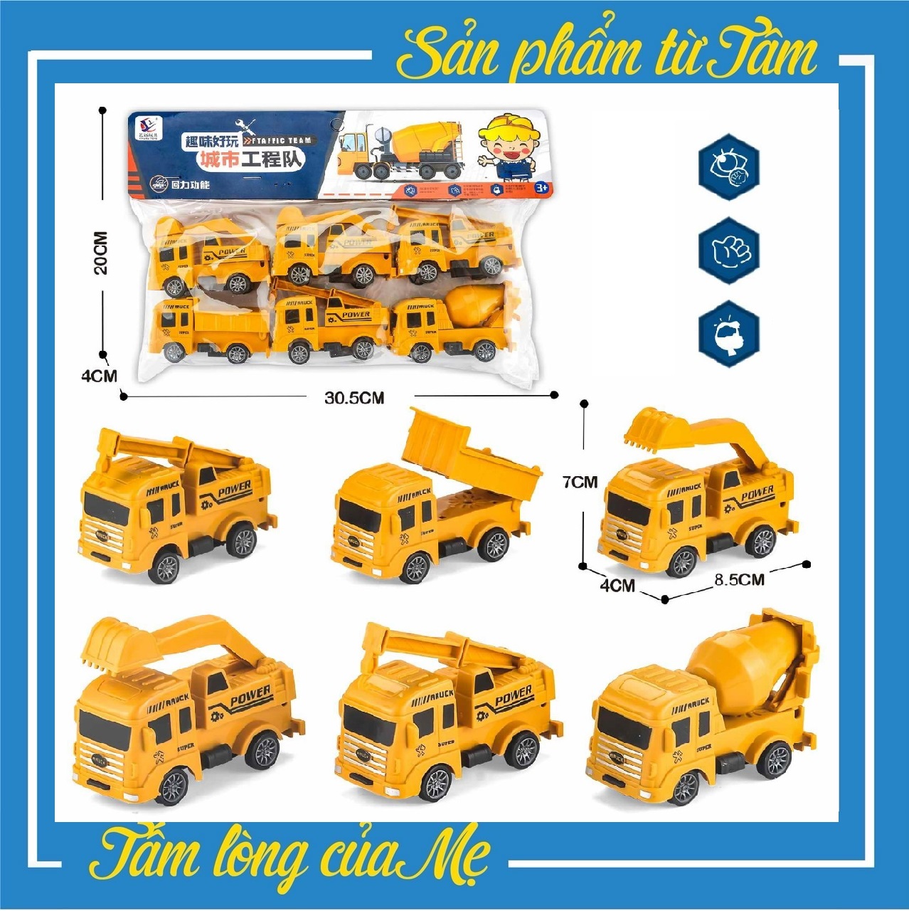 Bộ 6 xe công trình xây dựng cực đẹp chạy trớn cho bé