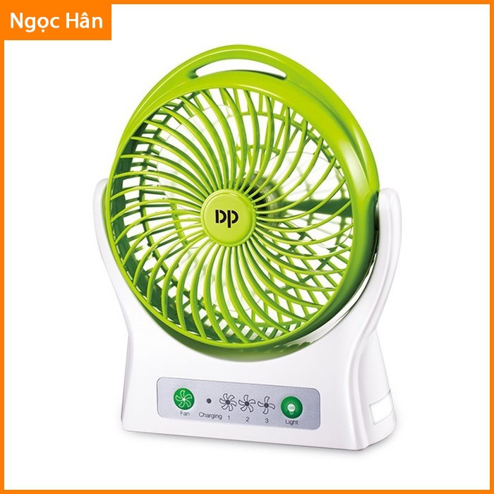 Quạt pin sạc để bàn model dp7605 có đèn với 3 tốc độ gió công suất 4.2w dung lượng pin 4000mah ngochanshop