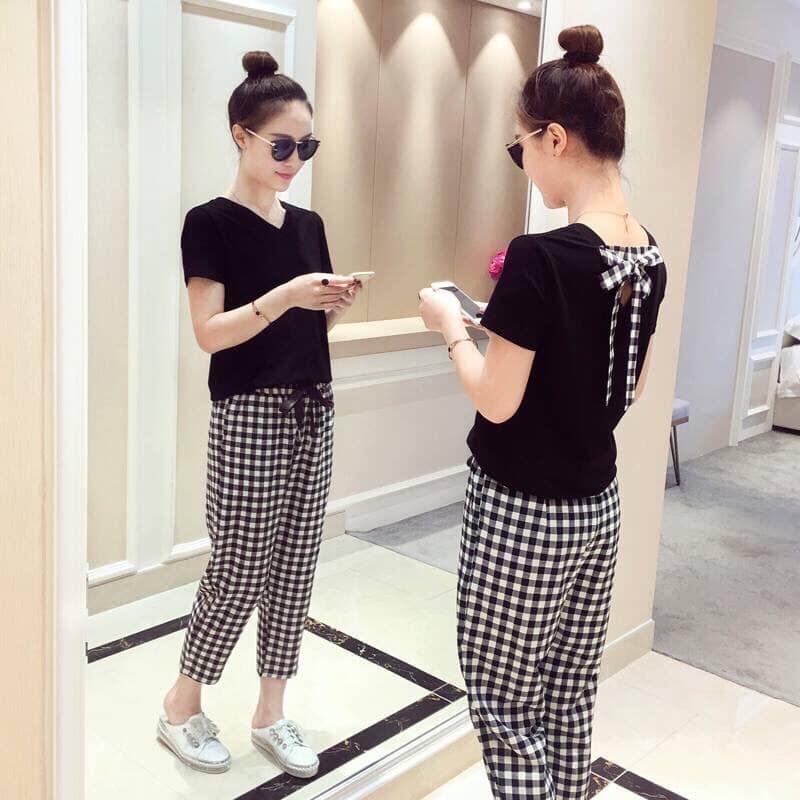 Sét áo cotton và quần kate dễ thương HMBKT2