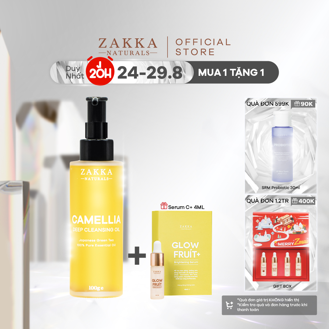 Dầu Tẩy Trang Zakka Naturals Làm Sạch Dưỡng Ẩm Chống Lão Hóa Camellia Deep Cleansing Oil 100g