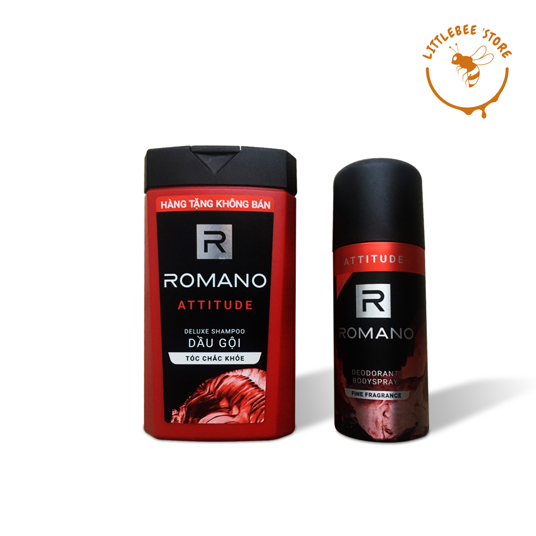 Combo xịt khử mùi 150ml+dầu tắm gội hương nước hoa 150g Romano Attitude
