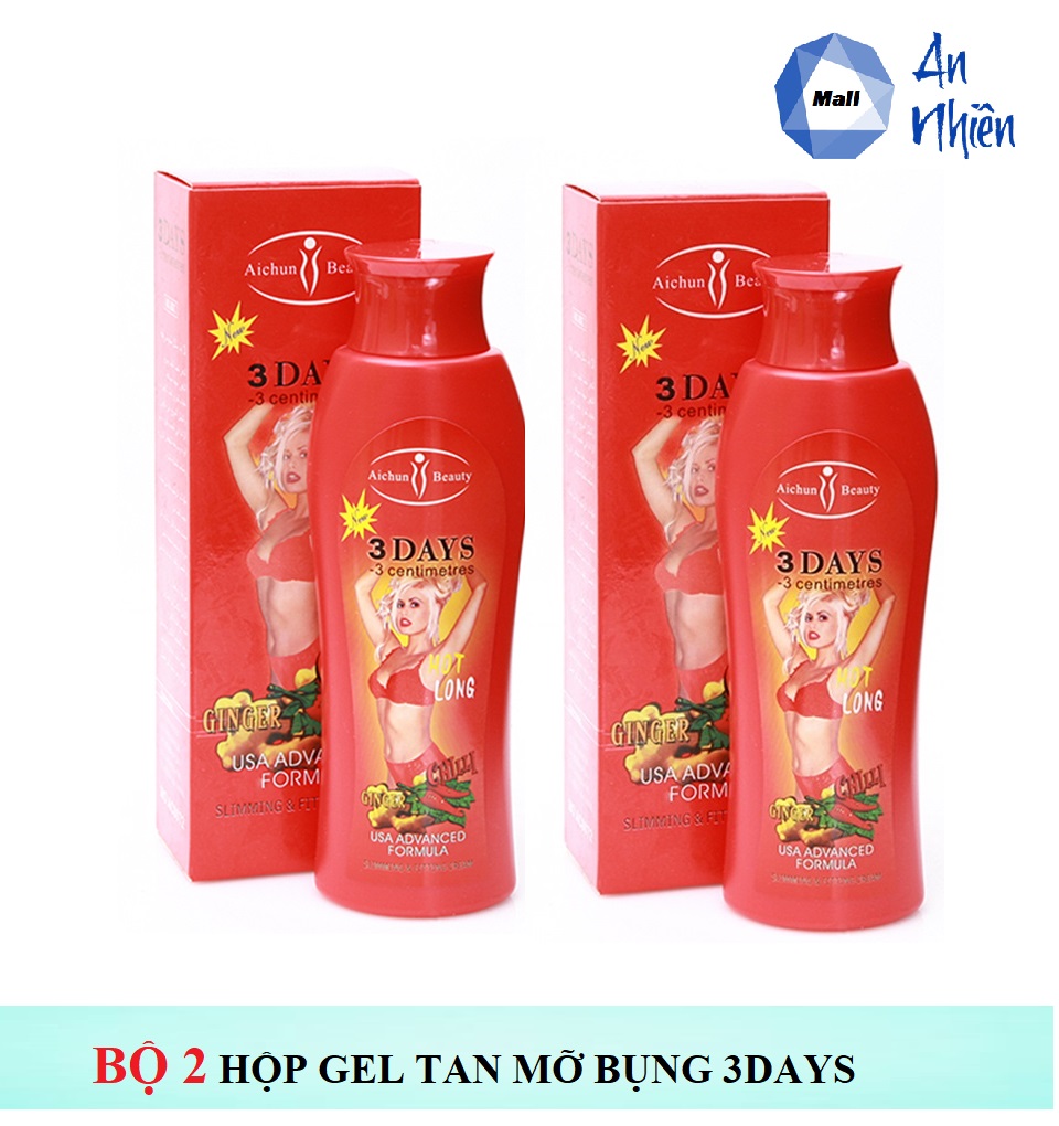 Bộ 2 hộp tan mỡ bụng 3 days chilly 200ml - mẫu mới