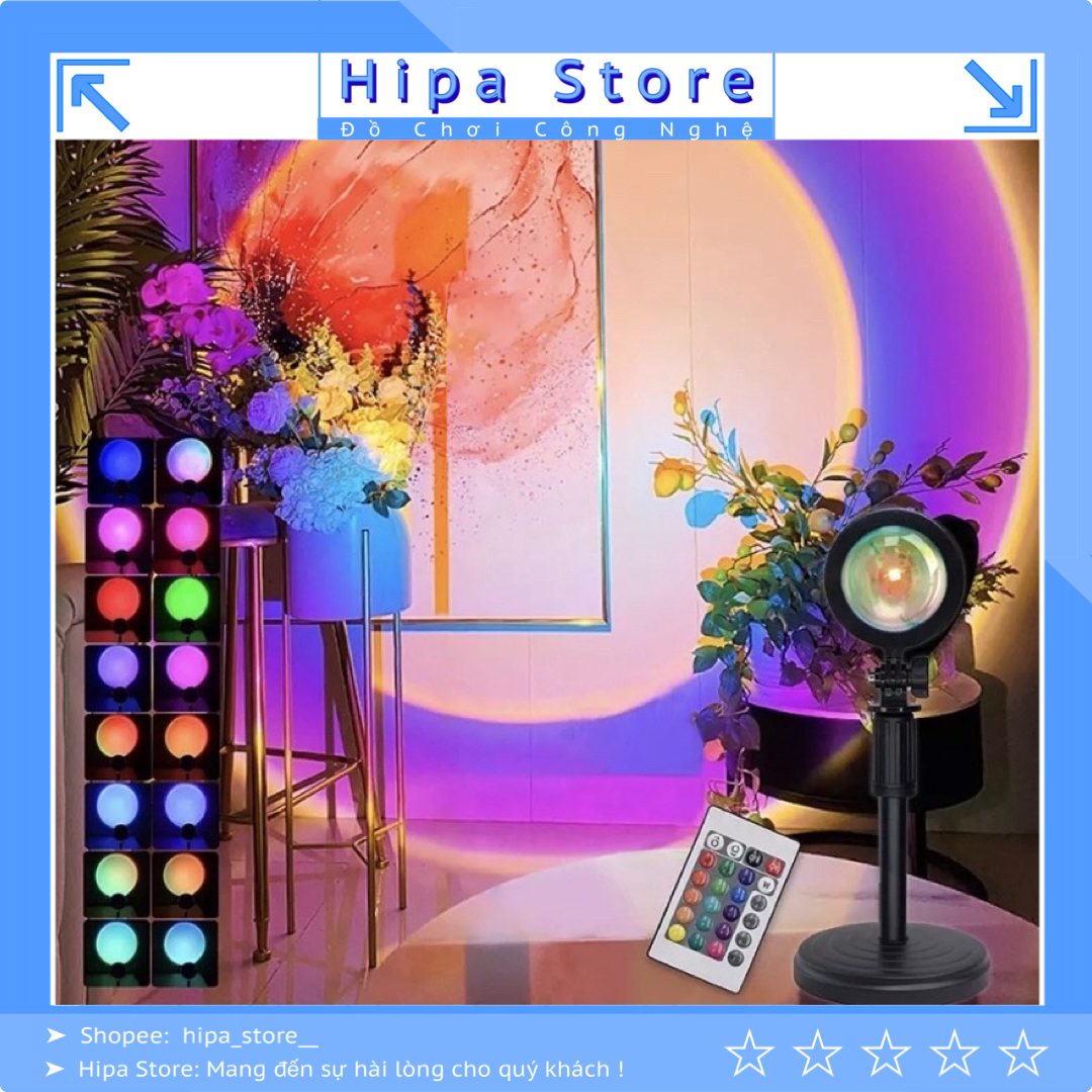 Đèn hoàng hôn 16 màu RGB có điều khiển, đèn quay tiktok, chụp ảnh sống ảo, ánh cầu vồng Hipa Store