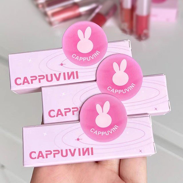 Son capuvini thỏ hồng mềm mịn dưỡng ẩm môi lâu trôi có nhũ kim tuyến