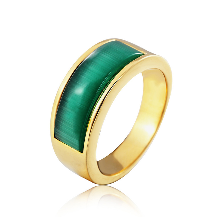 Nhẫn nam Titan mạ 18k đá dài vòng cung G10