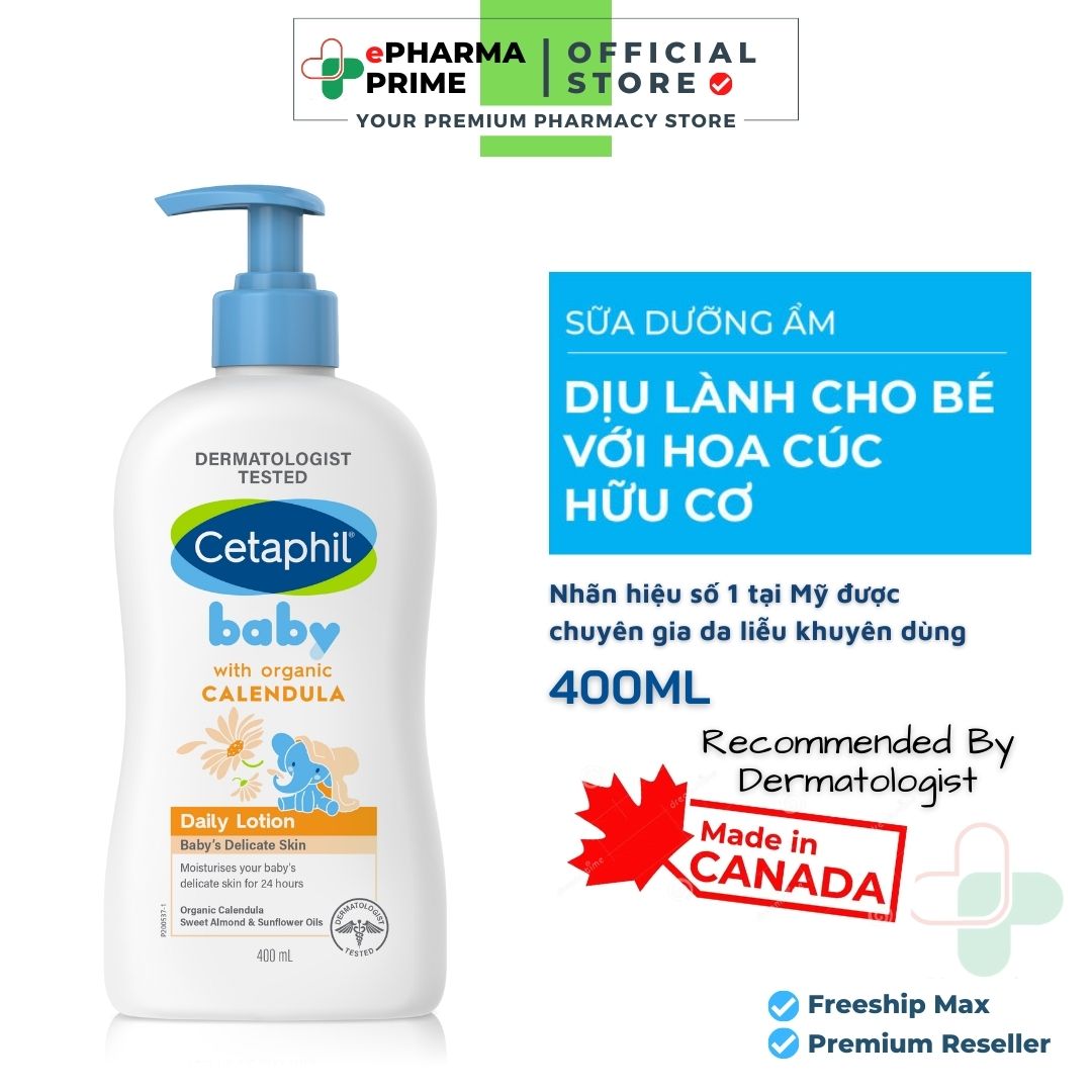 Sữa dưỡng da cetaphil baby daily lotion with organic calendula cho bé 400ml