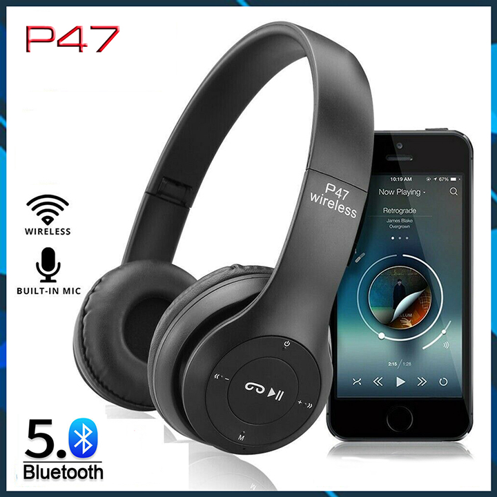Tai nghe Bluetooth chụp tai P47 cao cấp, bluetooth 5.0, hỗ trợ khe cắm thẻ nhớ