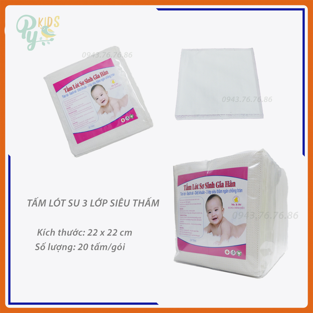 Tấm lót phân su sơ sinh 3 lớp siêu thấm Gia Hân