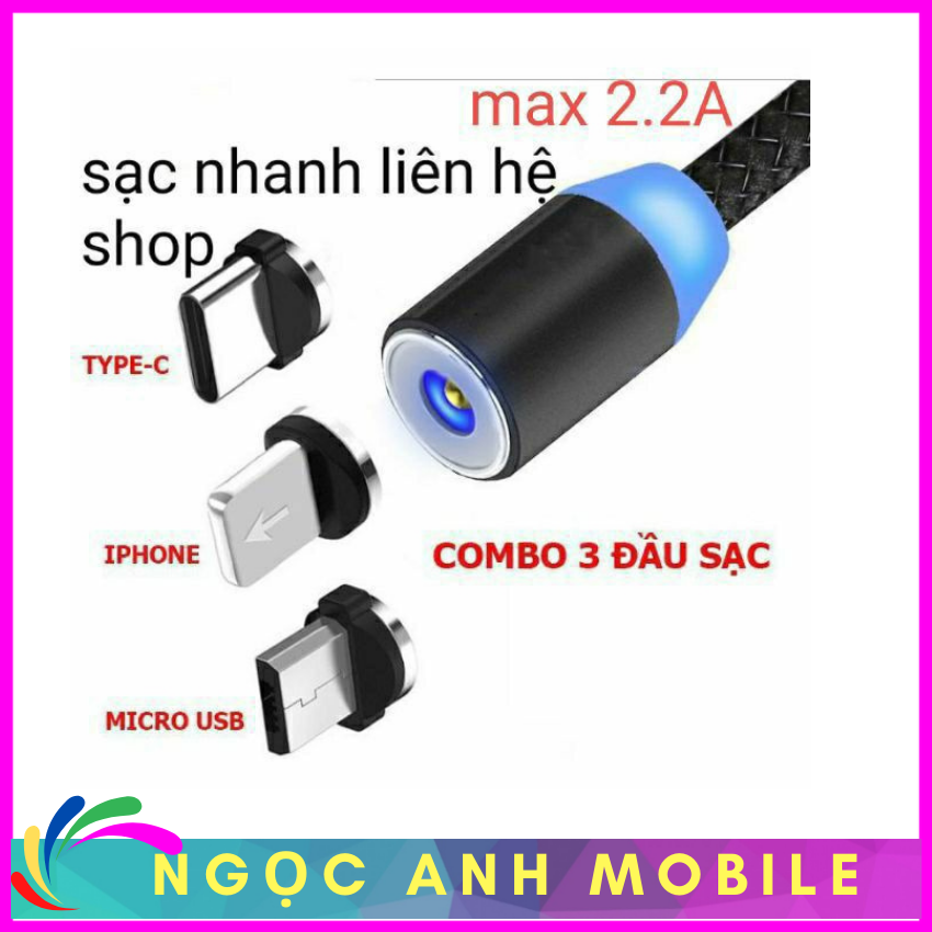 Dây Sạc iphone, Dây cáp Sạc iphone, Đa Năng 3 Đầu từ hút nam châm