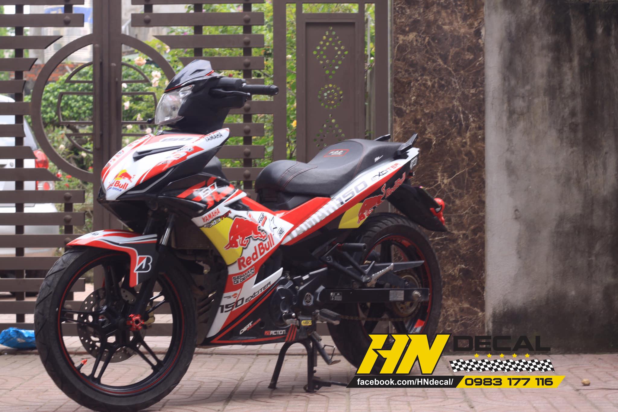 Tem trùm exciter 150 đỏ trắng redbull