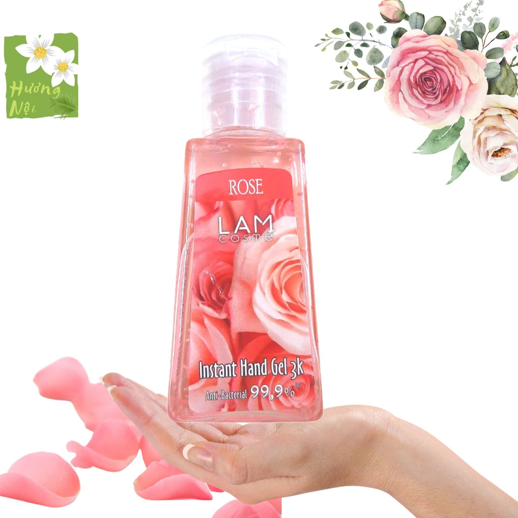 [HCM]Gel rửa tay khô 3K LamCosmé Rose 60ml (Hương hoa hồng)