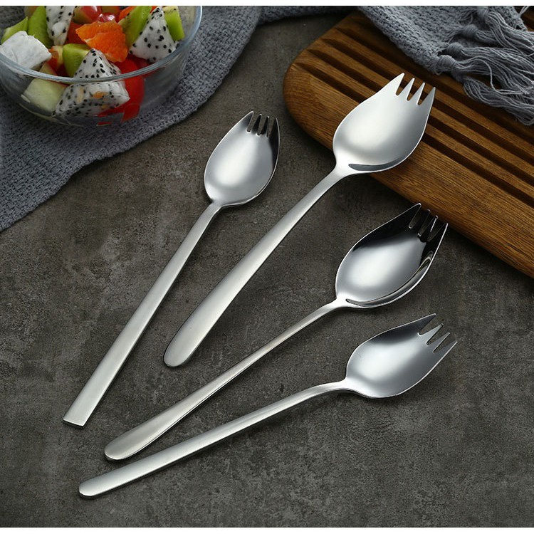 Thìa kết hợp dĩa đa năng inox 304 cao cấp tiện lợi sử dụng 2 trong 1