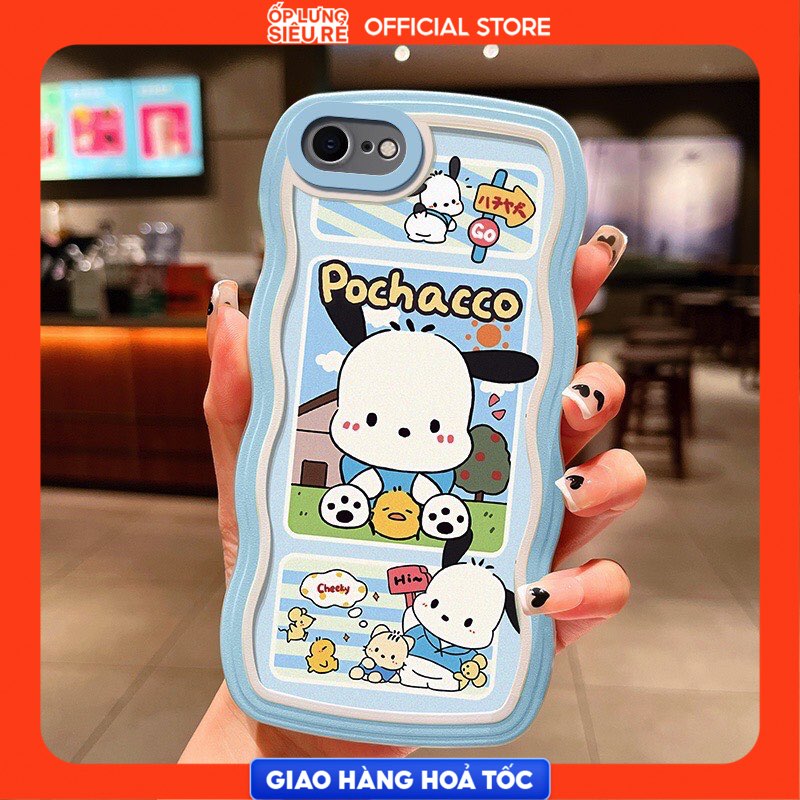 Ốp lưng Iphone 6S/6 Plus/7G/8G/X/Xs/11/12/...trong cạnh gợn sóng hình ?Chó Viền Xanh