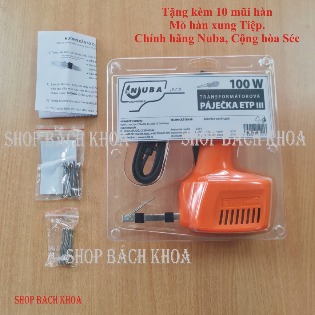 Mỏ hàn xung tiệp 220v 100w. hàng chính hãng - tặng 5 mũi hàn chính hãng + 5 mũi mạ hợp kim. - shop bách khoa