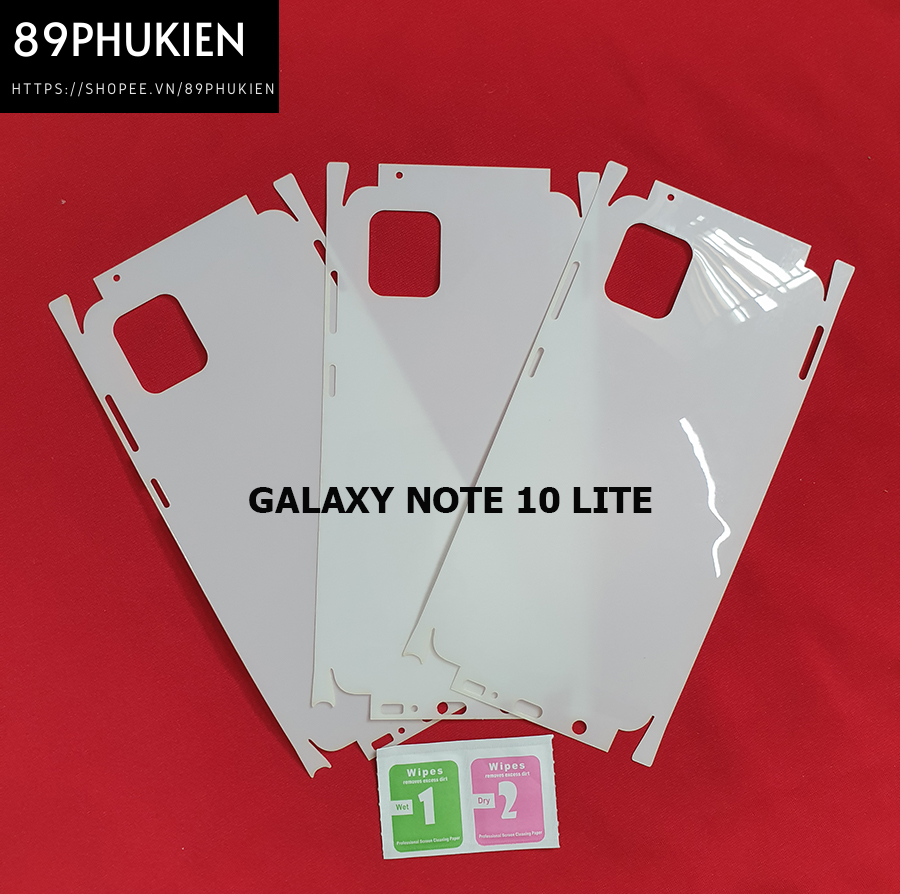 Miếng film dán PPF loại xịn phủ full 99% lưng viền Samsung Galaxy Note 10 Lite