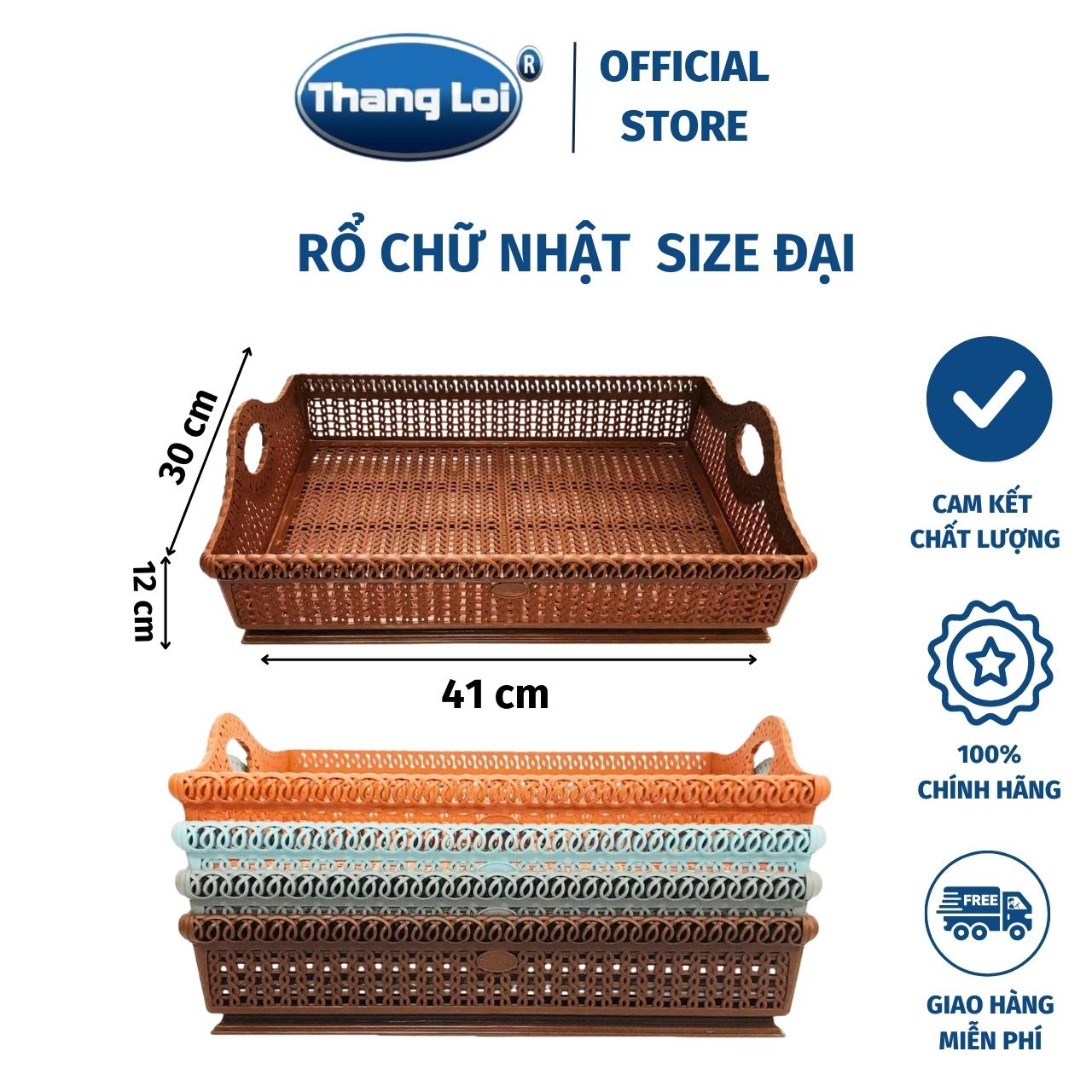 Rổ Nhựa Chữ Nhật Thắng Lợi Cỡ Đại Đựng Trái Cây Chén Dĩa Đồ Nhà Bếp Đa Năng Tiện Lợi