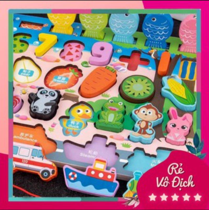 Bộ câu cá bảng số thông minh bằng gỗ cho bé,bộ đồ chơi câu cá và ghép số học đếm 63 chi tiết cho bé, bộ bảng số thông minh bằng gỗ mới nhất 2021.