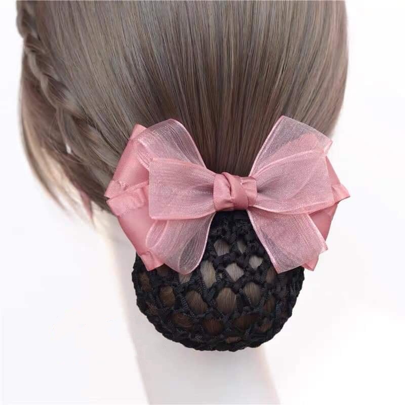 Kẹp tóc lưới nơ voan hồng ❤️Kẹp Tóc Đẹp❤️ Búi tóc / Hoa cài Tóc Đẹp/ Kẹp đính đá/ Văn phòng / Phụ kiện cho nữ/ QUÀ TẶNG