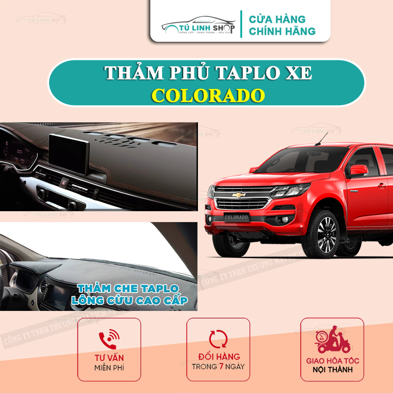 Thảm taplo Chevrolet Colorado chính hãng MINCAR hoặc bằng lông Cừu 3 lớp và Da Cacbon